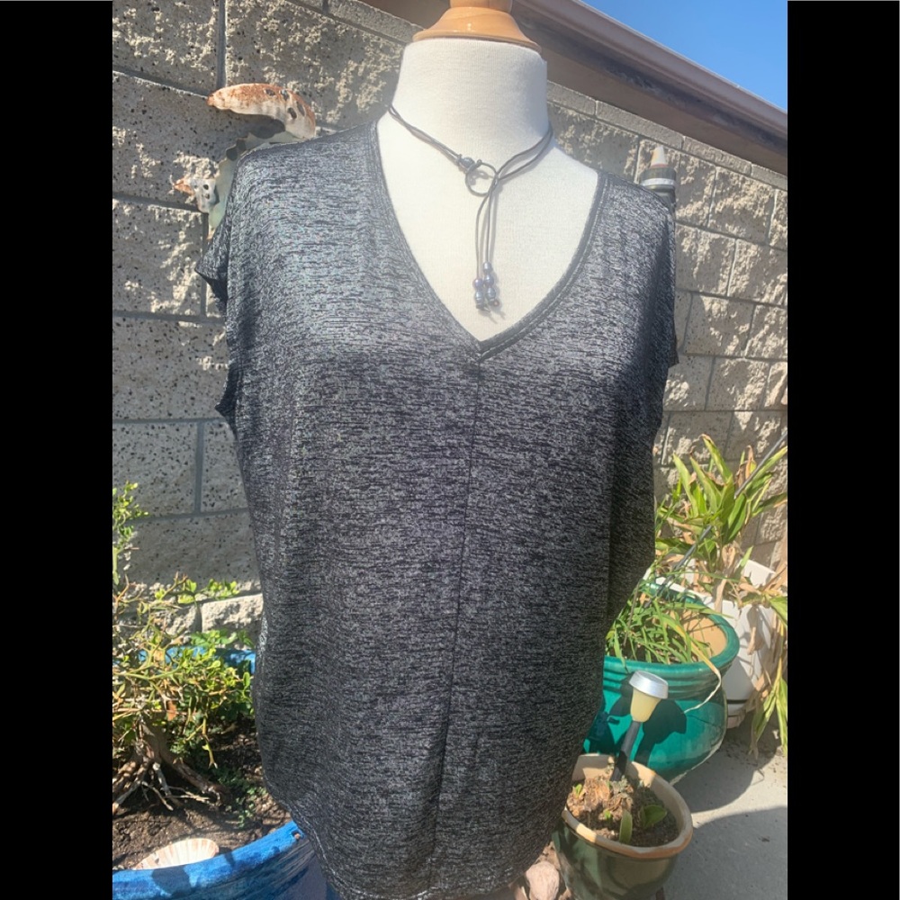 WHBM Grey/Black Metallic TShirt XS